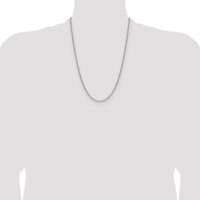 14K White Gold 24-inch Beveled Paperclip Chain Necklace - Polished Finish by Oro Pregiato