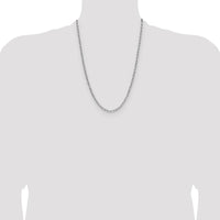 14K White Gold 24-inch Beveled Paperclip Chain Necklace with Lobster Clasp - Rhodium Plated by Oro Pregiato