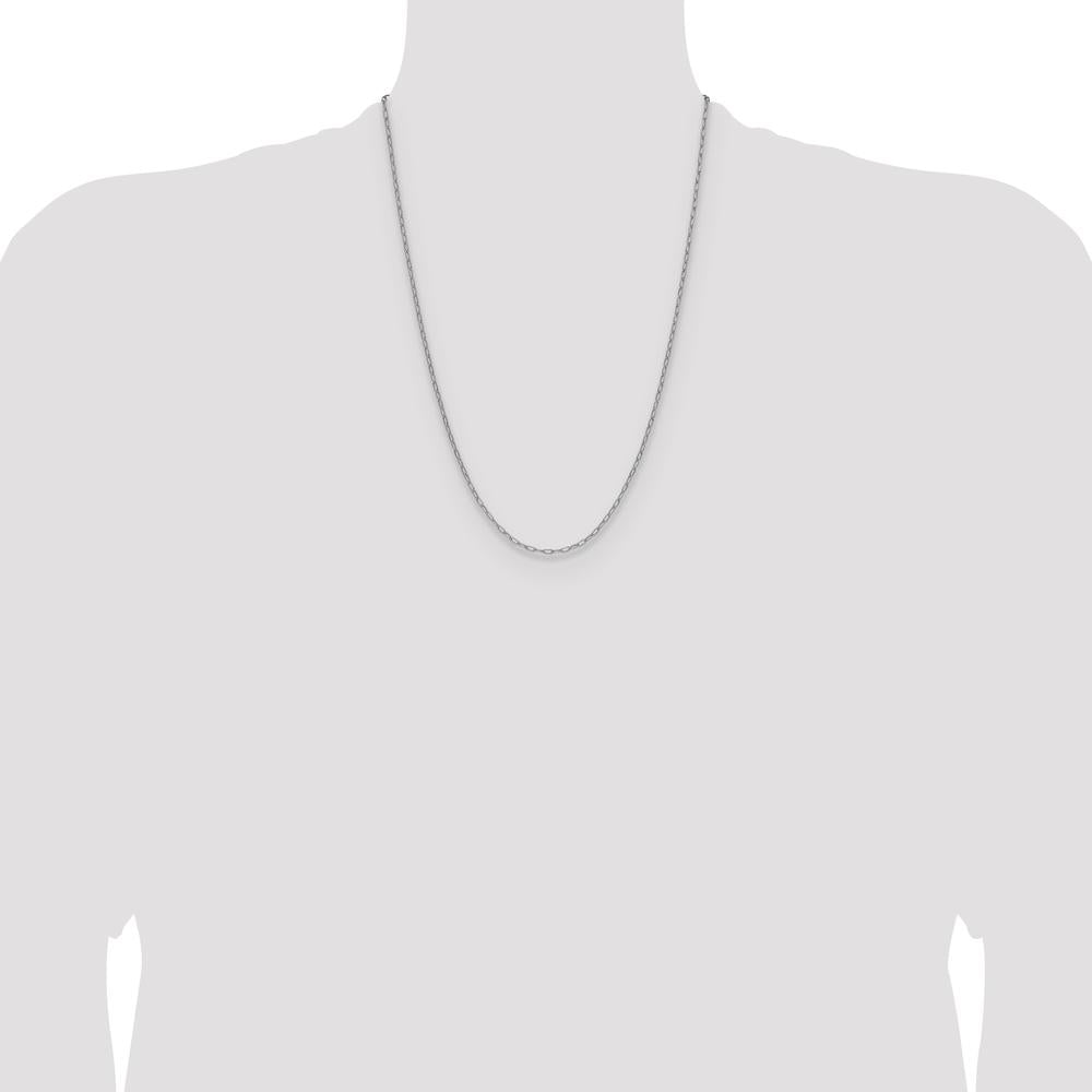 14K White Gold 24-inch Beveled Paperclip Chain with Lobster Clasp by Oro Pregiato