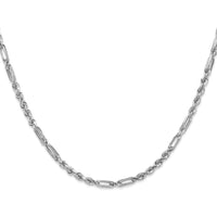 14K White Gold 24-Inch Diamond-Cut Milano Rope Chain - 3mm Width by Oro Pregiato