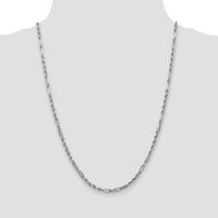 14K White Gold 24-Inch Diamond-Cut Milano Rope Chain - 3mm Width by Oro Pregiato