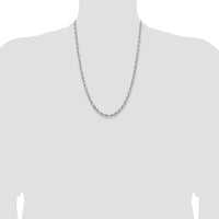 14K White Gold 24-Inch Diamond-Cut Quadruple Rope Chain Necklace with Lobster Clasp by Oro Pregiato