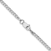 14K White Gold 24-Inch Flat Beveled Curb Chain - 2.2mm Width by 0