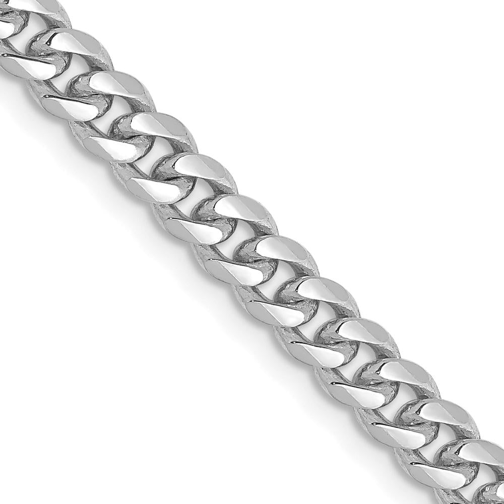 14K White Gold 24-inch Solid Miami Cuban Chain Necklace - 4.25mm Width by Oro Pregiato