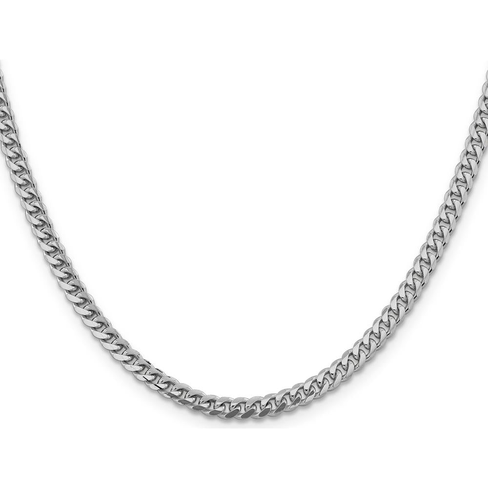14K White Gold 24-inch Solid Miami Cuban Chain Necklace - 4.25mm Width by Oro Pregiato