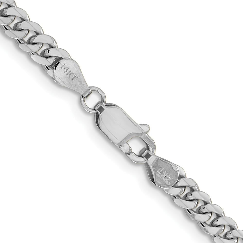 14K White Gold 24-inch Solid Miami Cuban Chain Necklace - 4.25mm Width by Oro Pregiato