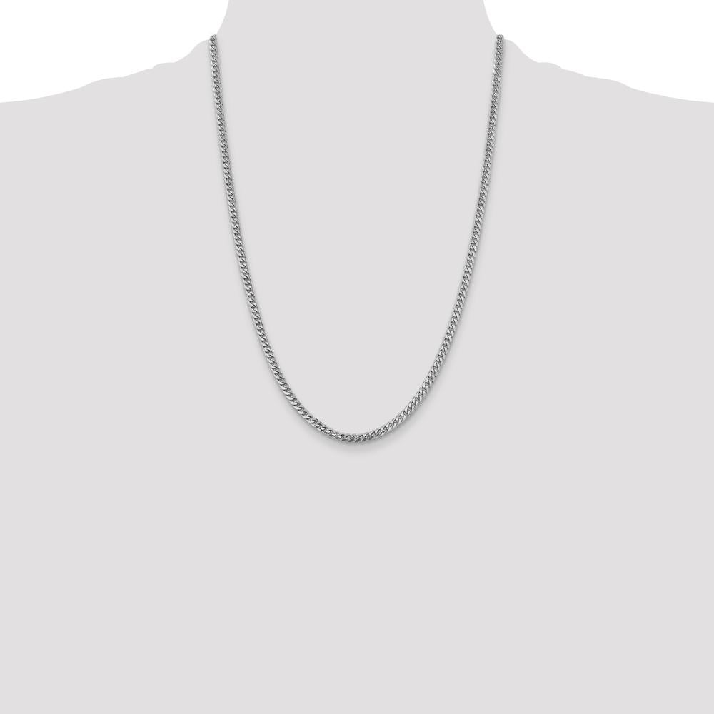 14K White Gold 24-inch Solid Miami Cuban Chain Necklace - 4.25mm Width by Oro Pregiato