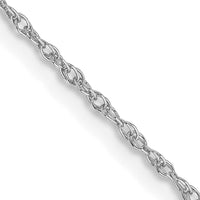 14K White Gold 24" Light Baby Rope Chain with Spring Ring Clasp - Polished Finish by Oro Pregiato