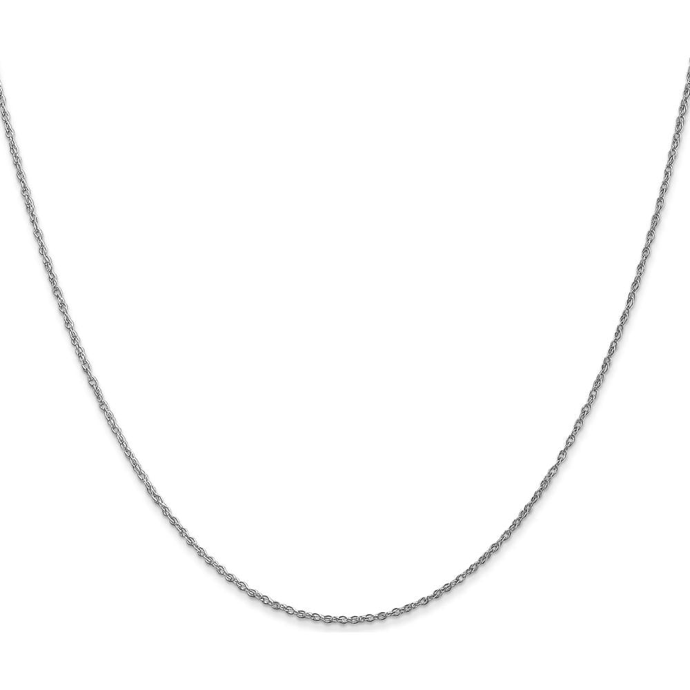 14K White Gold 24" Light Baby Rope Chain with Spring Ring Clasp - Polished Finish by Oro Pregiato