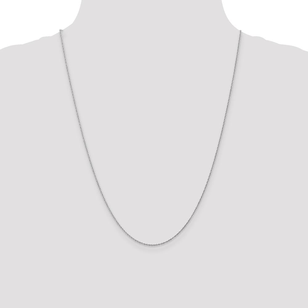 14K White Gold 24" Light Baby Rope Chain with Spring Ring Clasp - Polished Finish by Oro Pregiato