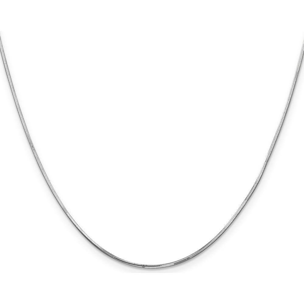 14K White Gold 24" Octagonal Snake Chain with Lobster Clasp - 0.9mm Polished Rhodium Finish by Oro Pregiato