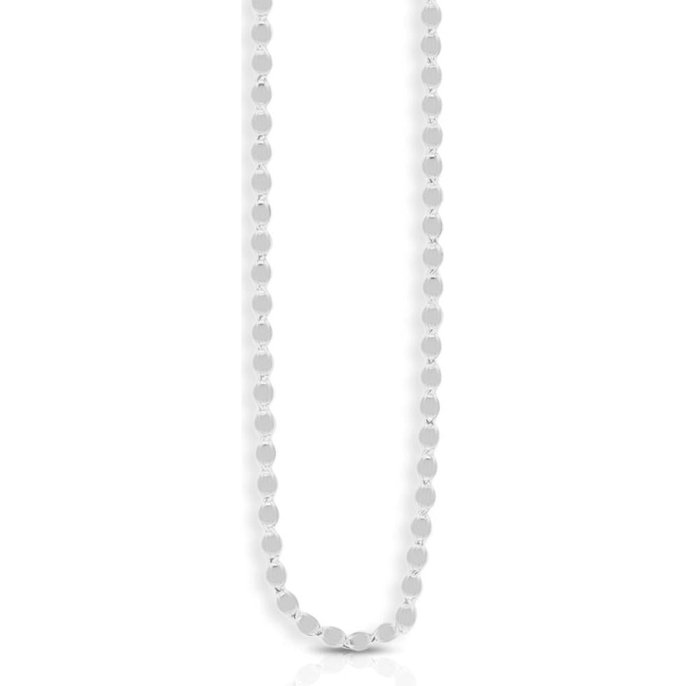 14K White Gold 24" Oval Mirror Link Chain Necklace with Polished Finish - 2.2mm by Orozza Fine Jewelry
