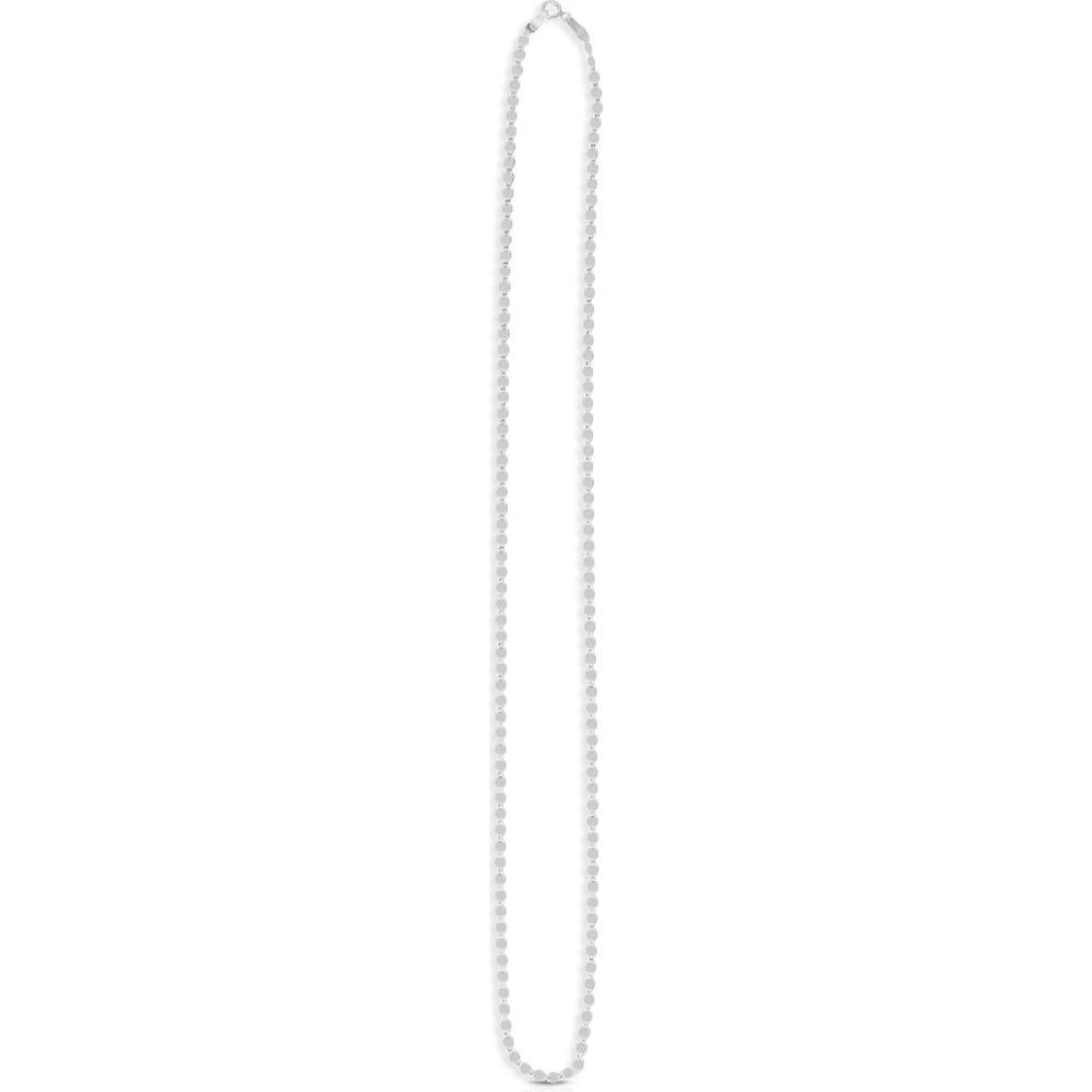 14K White Gold 24" Oval Mirror Link Chain Necklace with Polished Finish - 2.2mm by Orozza Fine Jewelry