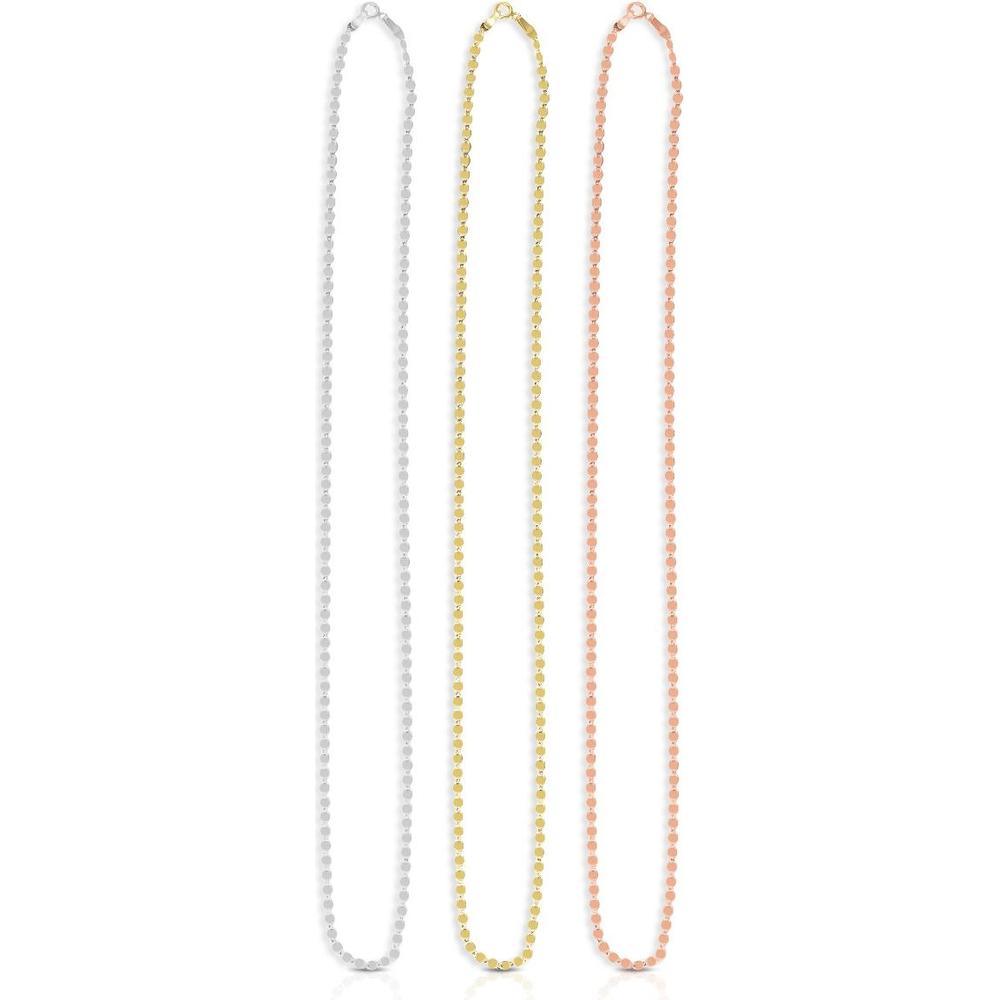 14K White Gold 24" Oval Mirror Link Chain Necklace with Polished Finish - 2.2mm by Orozza Fine Jewelry