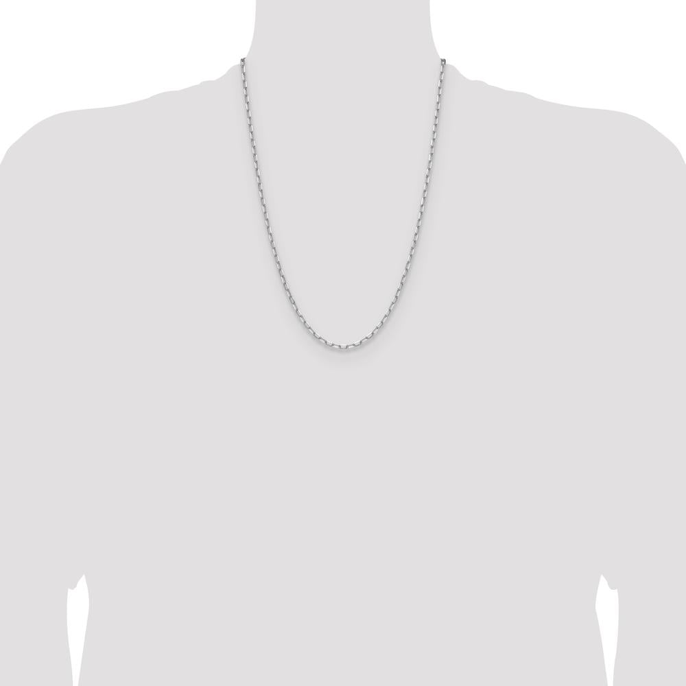 14K White Gold 24" Paperclip Chain Necklace with Beveled Edges by Oro Pregiato