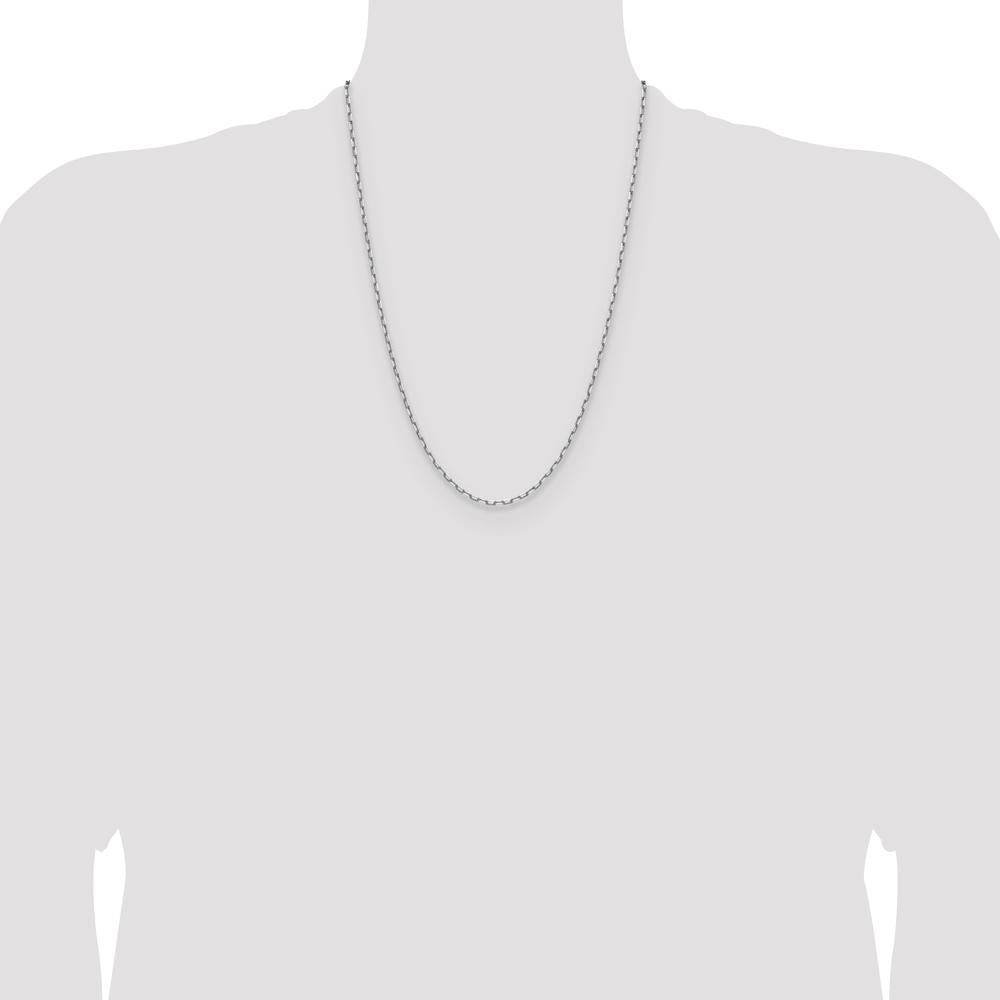 14K White Gold 24" Paperclip Chain with Beveled Edges - 2.1mm Width by Oro Pregiato