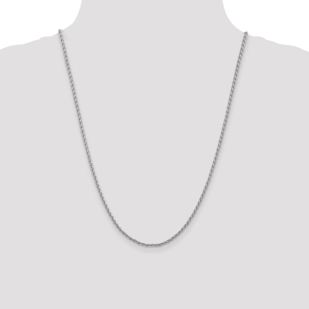 14K White Gold 24" Parisian Wheat Chain with Lobster Clasp - 2.25mm by Oro Pregiato