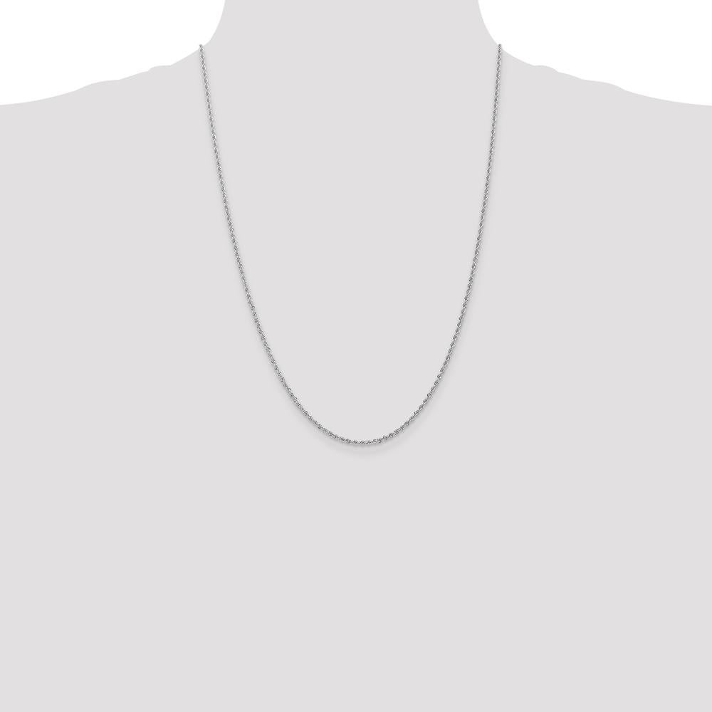 14K White Gold 24" Regular Rope Chain with Rhodium Plating and Lobster Clasp by 0