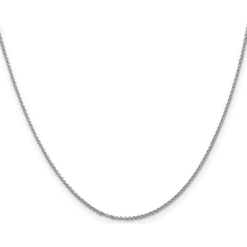 14K White Gold 24" Rolo Chain with Lobster Clasp - Polished Rhodium Finish by Oro Pregiato