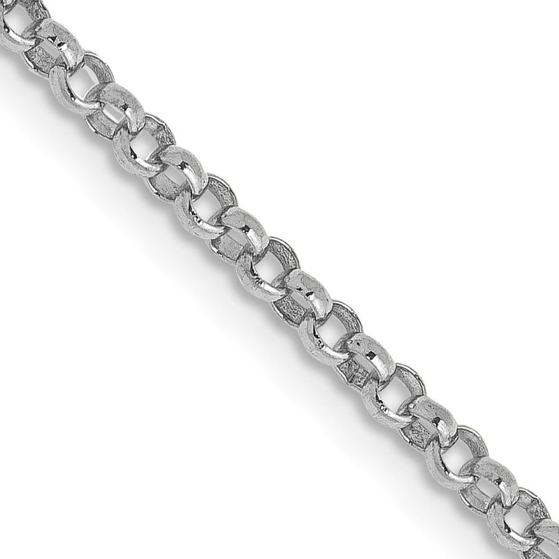 14K White Gold 24" Rolo Pendant Chain with Lobster Clasp - Polished Rhodium Finish by Oro Pregiato