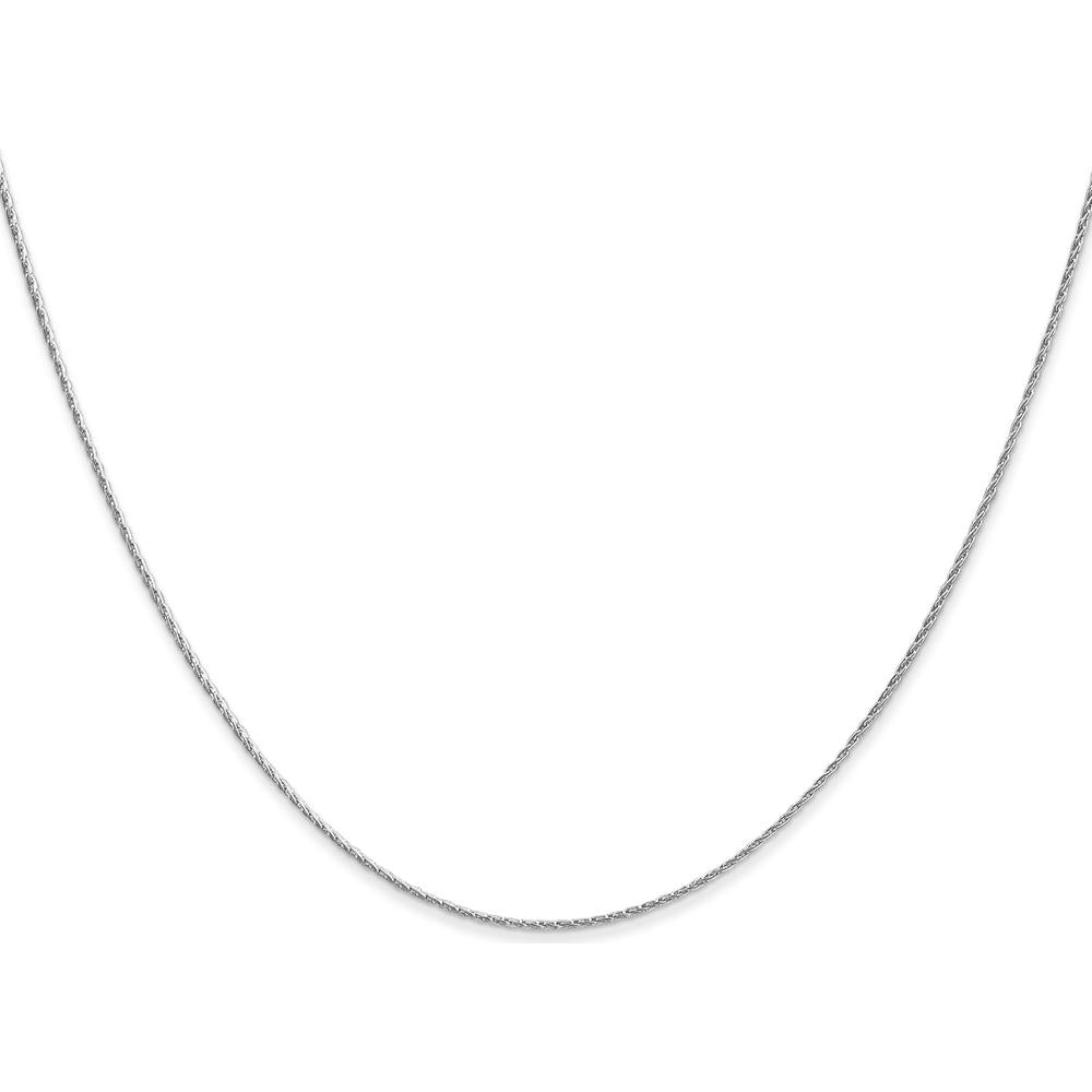 14K White Gold 24" Round Parisian Wheat Chain Necklace with Lobster Clasp - Rhodium Plated Finish by Oro Pregiato