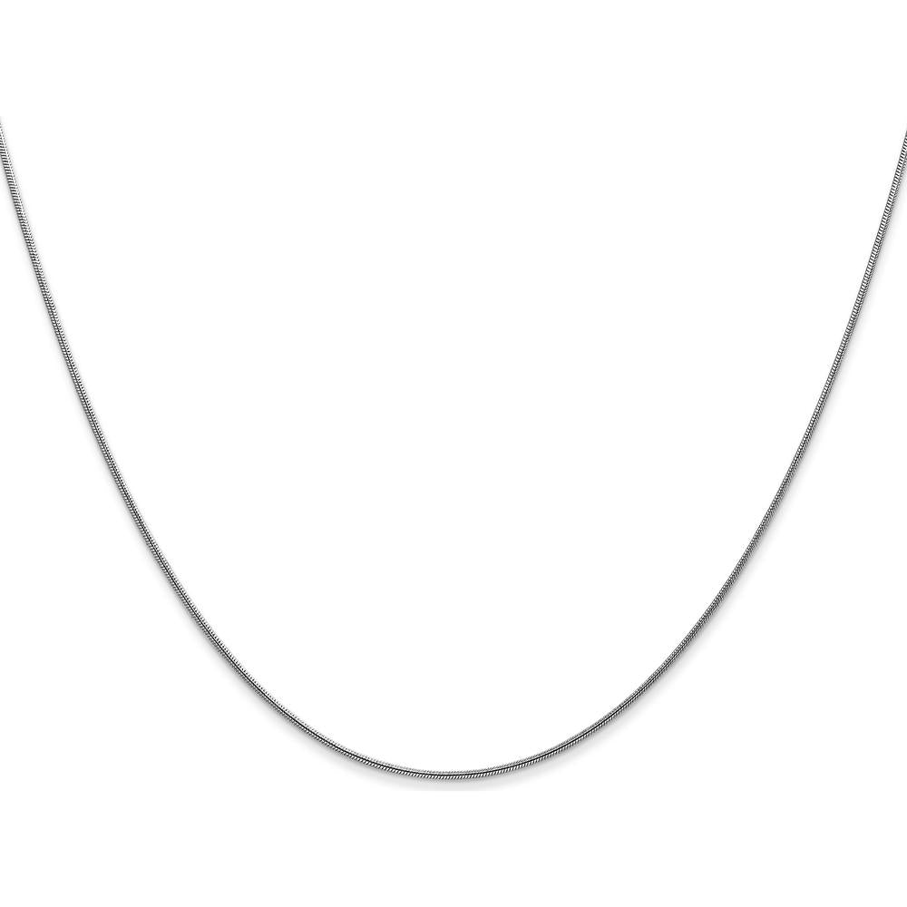 14K White Gold 24" Round Snake Chain with Lobster Clasp - Polished Finish by Oro Pregiato