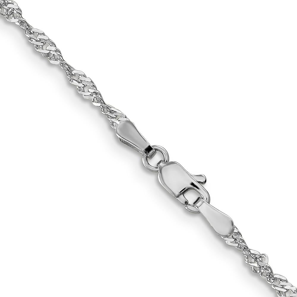 14K White Gold 24" Singapore Chain Necklace - 2.0mm Width, Rhodium Plated by Oro Pregiato