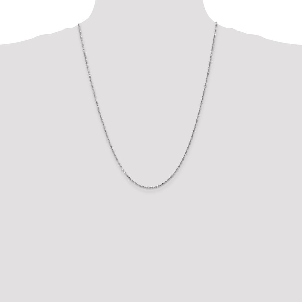 14K White Gold 24" Singapore Chain with Rhodium Plating and Spring Ring Clasp by Oro Pregiato