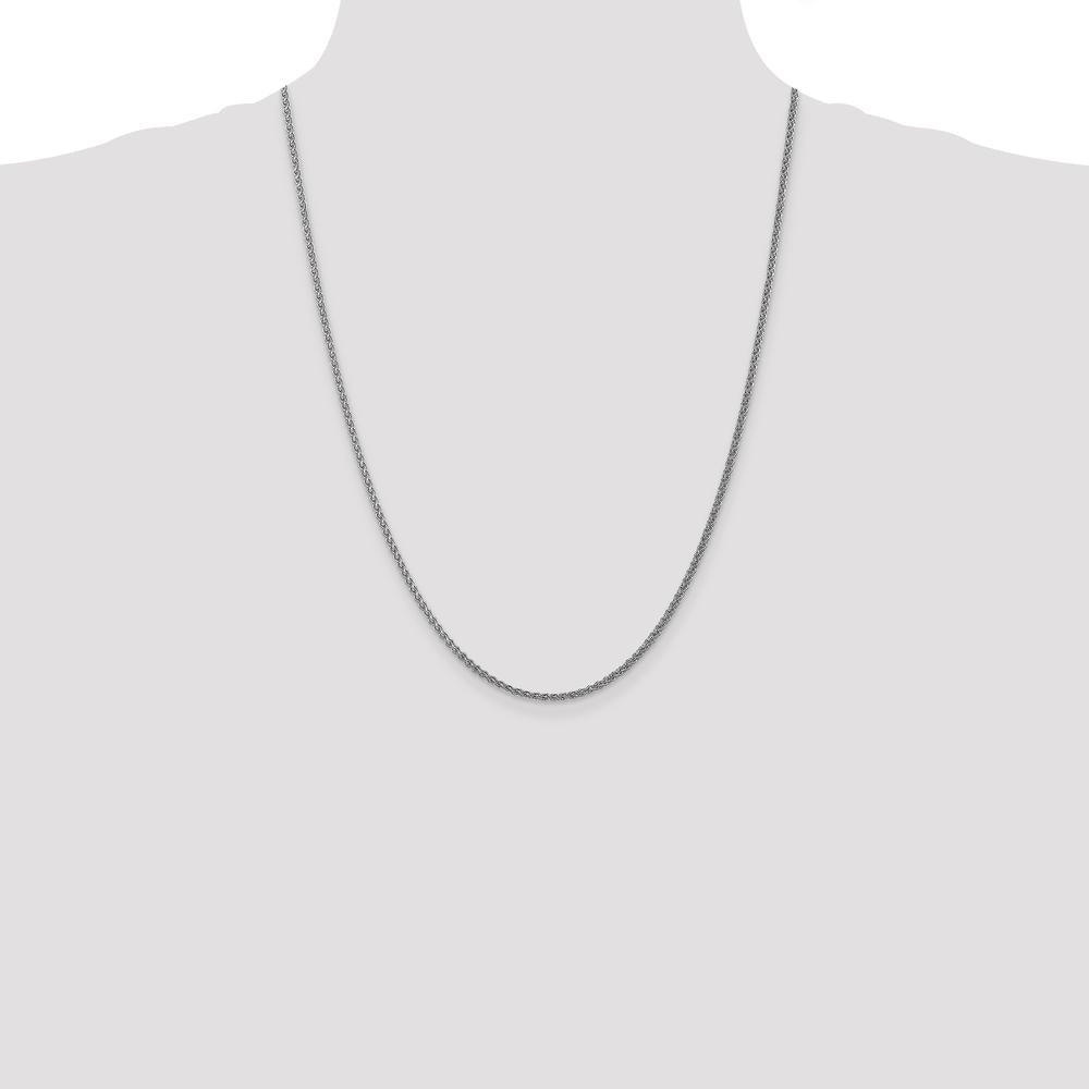 14K White Gold 24" Spiga Chain with Spring Ring Clasp - 1.05mm Width by Oro Pregiato