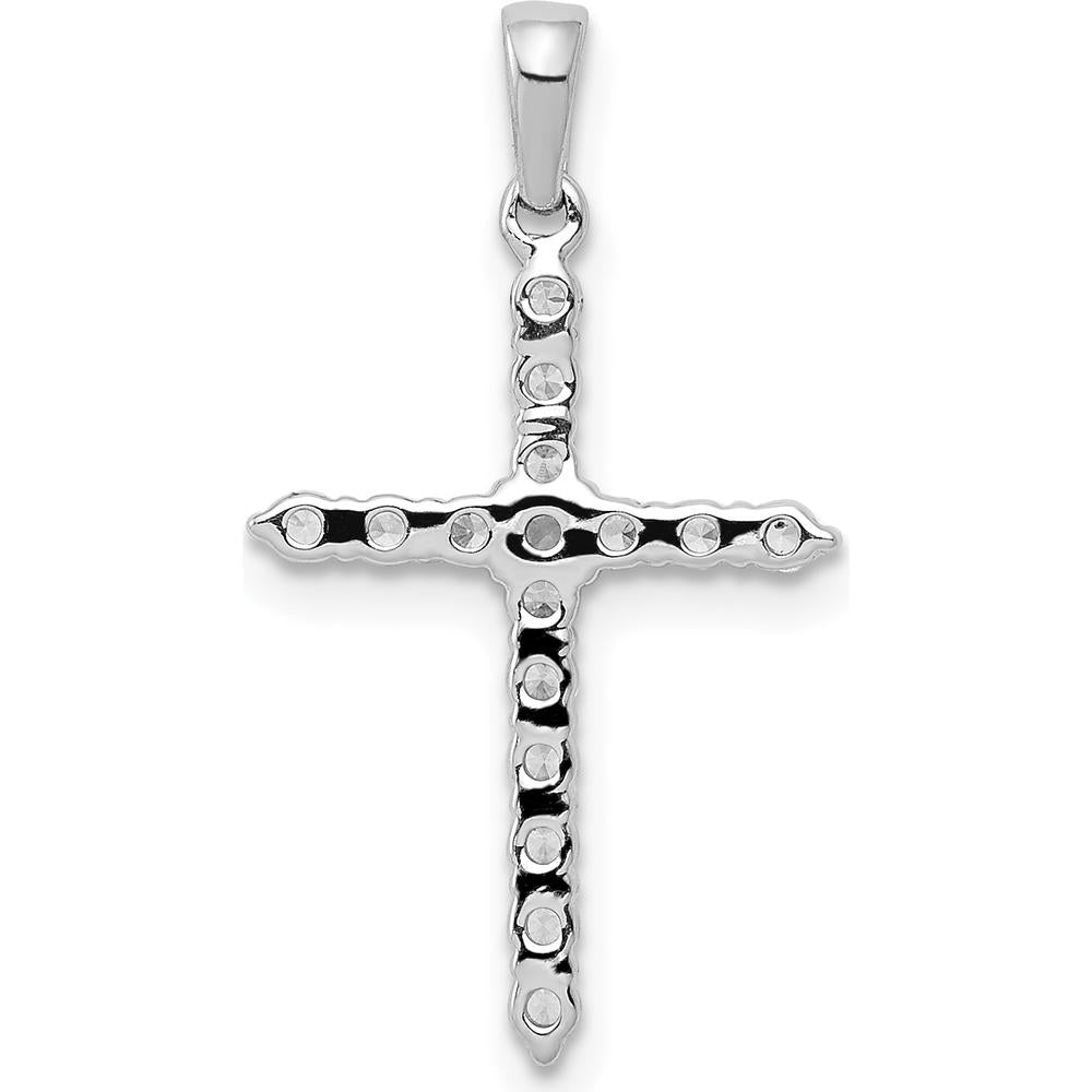 14K White Gold 24mm Diamond Cross Pendant with Prong Set Round Diamonds - 0.25 Carat Total Diamond Weight by Monteluci Fine Jewelry