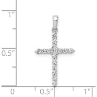 14K White Gold 24mm Diamond Cross Pendant with Prong Set Round Diamonds - 0.25 Carat Total Diamond Weight by Monteluci Fine Jewelry