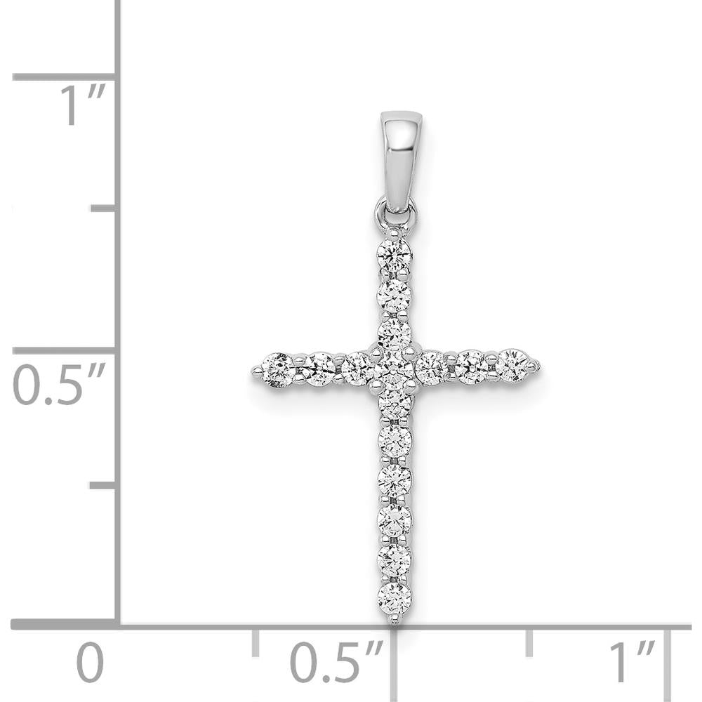 14K White Gold 24mm Diamond Cross Pendant with Prong Set Round Diamonds - 0.25 Carat Total Diamond Weight by Monteluci Fine Jewelry