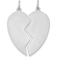 14K White Gold 24mm Engravable Heart Charm Set with Rhodium Plating by Oro Pregiato