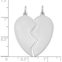 14K White Gold 24mm Engravable Heart Charm Set with Rhodium Plating by Oro Pregiato