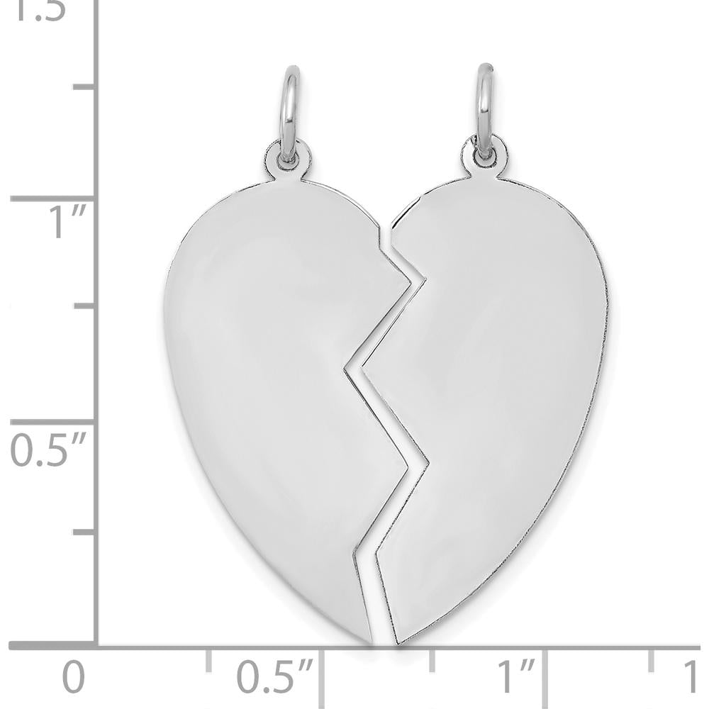 14K White Gold 24mm Engravable Heart Charm Set with Rhodium Plating by Oro Pregiato