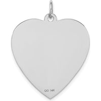 14K White Gold 24mm Heart-Shaped Red Enameled Medical Jewelry Pendant by Oro Pregiato