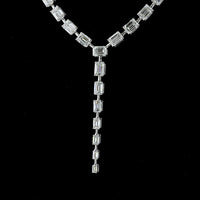 14K White Gold 25.03 Carat Lab Diamond Lariat Necklace with Emerald Cut E-F VS Stones - 54 Total Diamonds - Covaloro Fine Jewelry