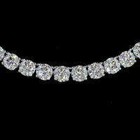 14K White Gold 25.17 Carat Tennis Necklace with Prong Set Lab Grown Round Brilliant Diamonds (E-F VS2) - Covaloro Fine Jewelry