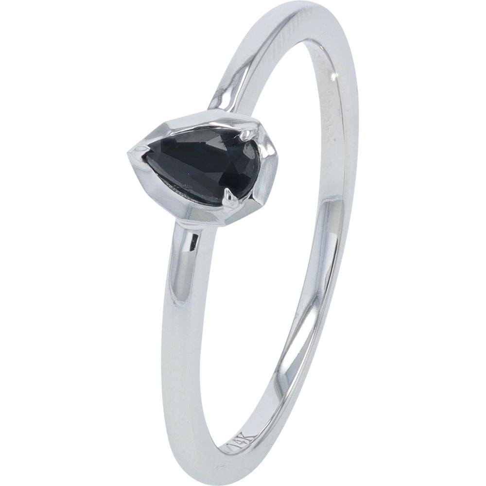 14K White Gold .25 Carat Pear-Shaped Sapphire Ring