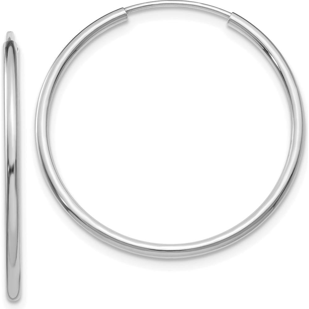 14K White Gold 25mm Polished Endless Hoop Earrings by Oro Pregiato