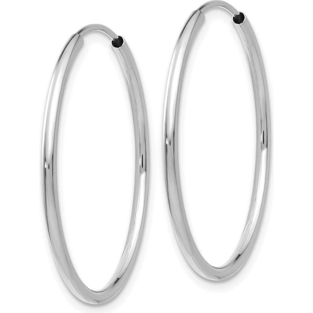14K White Gold 25mm Polished Endless Hoop Earrings by Oro Pregiato
