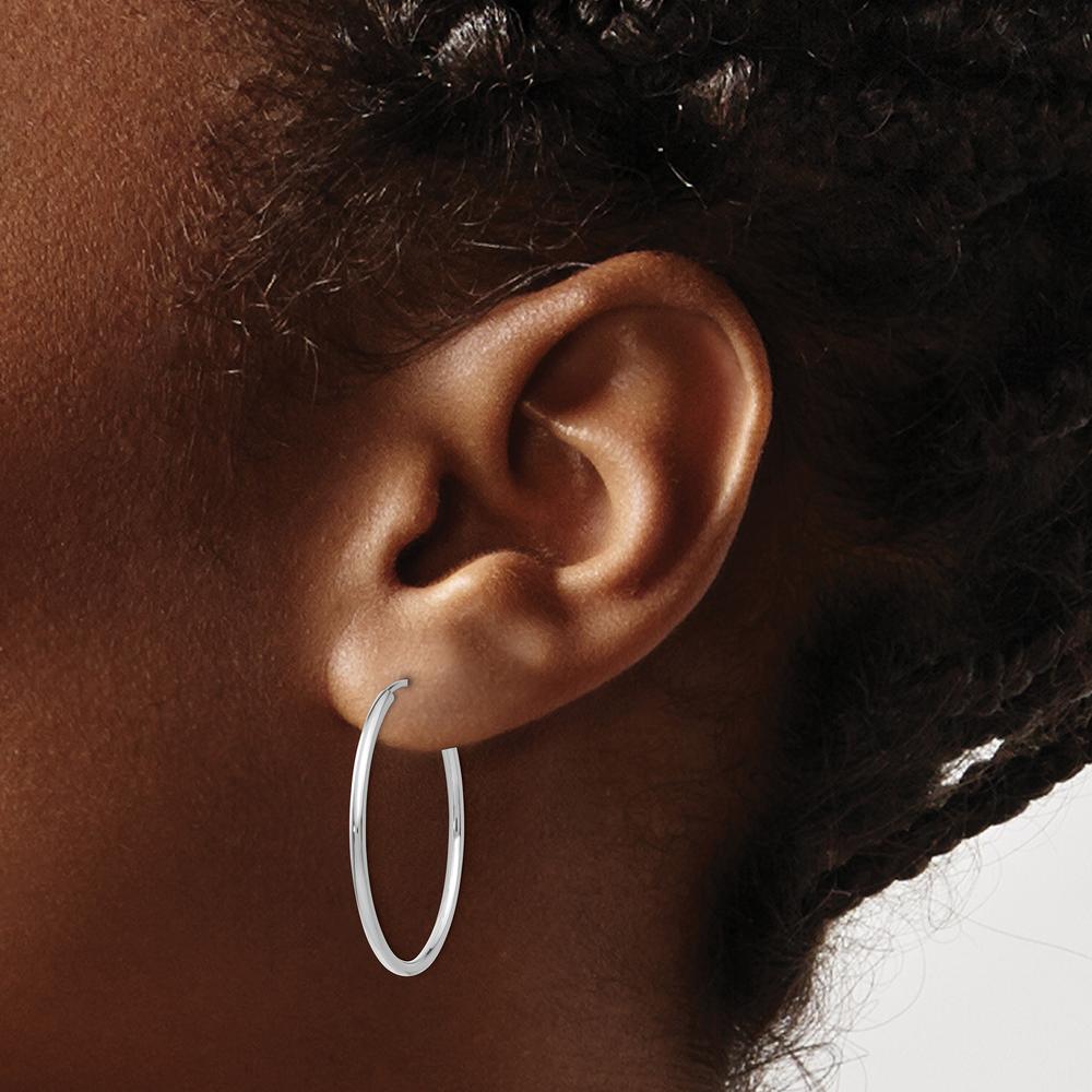 14K White Gold 25mm Polished Endless Hoop Earrings by Oro Pregiato
