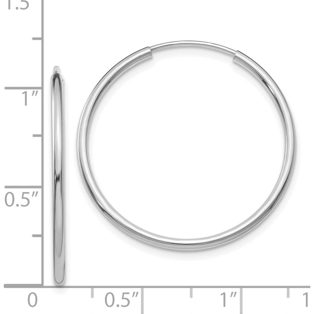 14K White Gold 25mm Polished Endless Hoop Earrings by Oro Pregiato