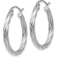 14K White Gold 25mm Polished Twisted Hoop Earrings by 0
