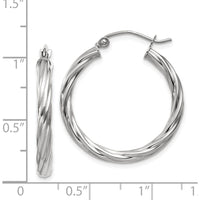 14K White Gold 25mm Polished Twisted Hoop Earrings by 0