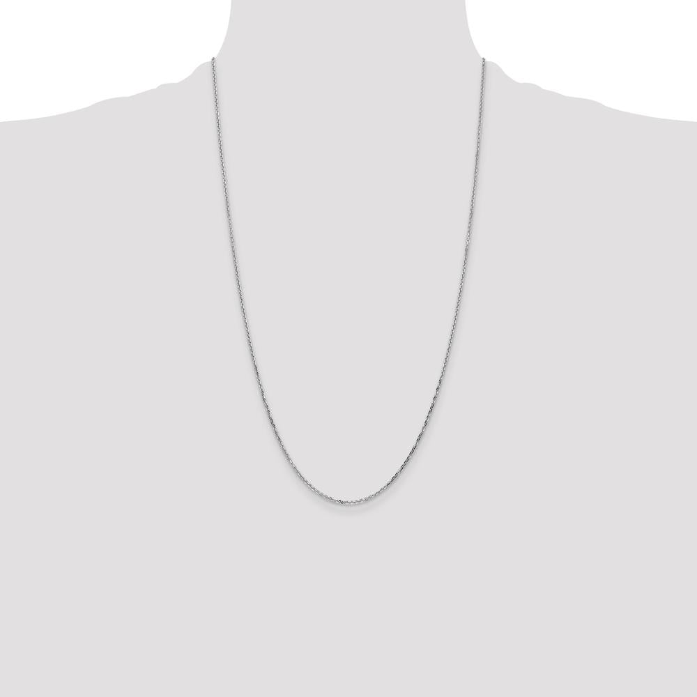 14K White Gold 26" 1.4mm Diamond-Cut Round Open Link Cable Chain with Lobster Clasp by Oro Pregiato