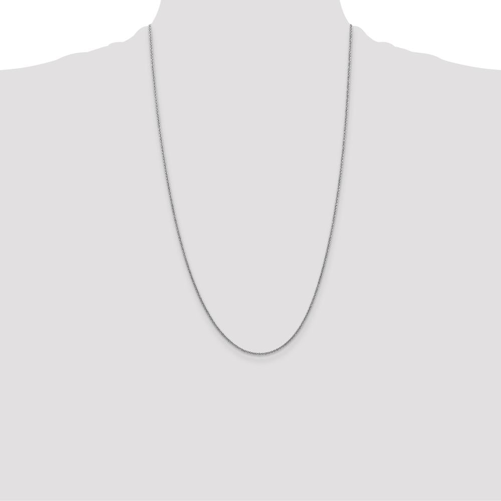14K White Gold 26" 1.4mm Round Open Link Cable Chain with Lobster Clasp by Oro Pregiato