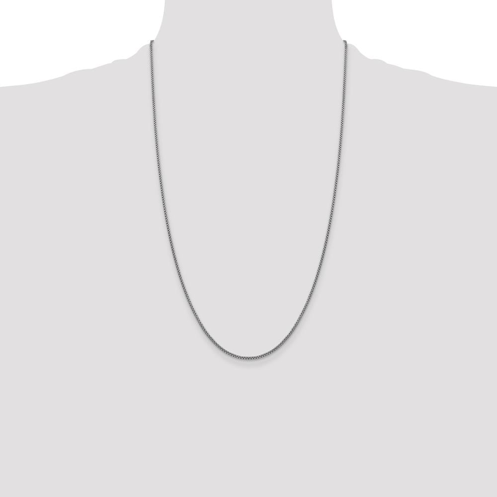 14K White Gold 26" 1.5mm Semi-Solid Round Box Chain with Lobster Clasp by Oro Pregiato