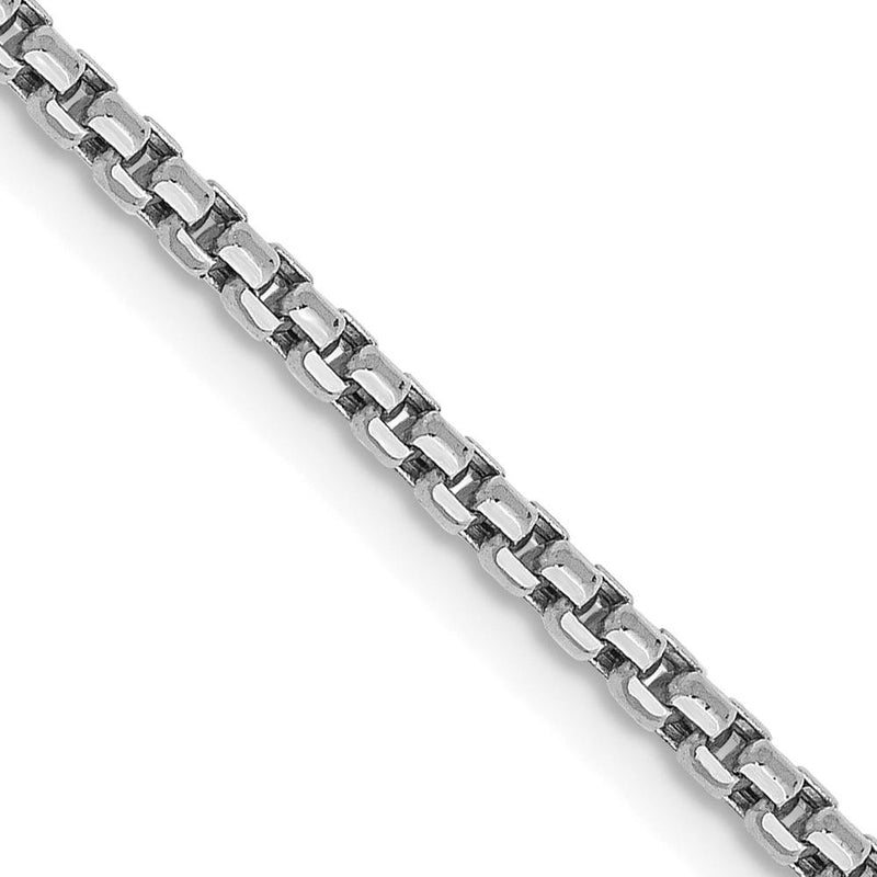 14K White Gold 26" 1.75mm Semi-Solid Round Box Chain with Lobster Clasp by Oro Pregiato