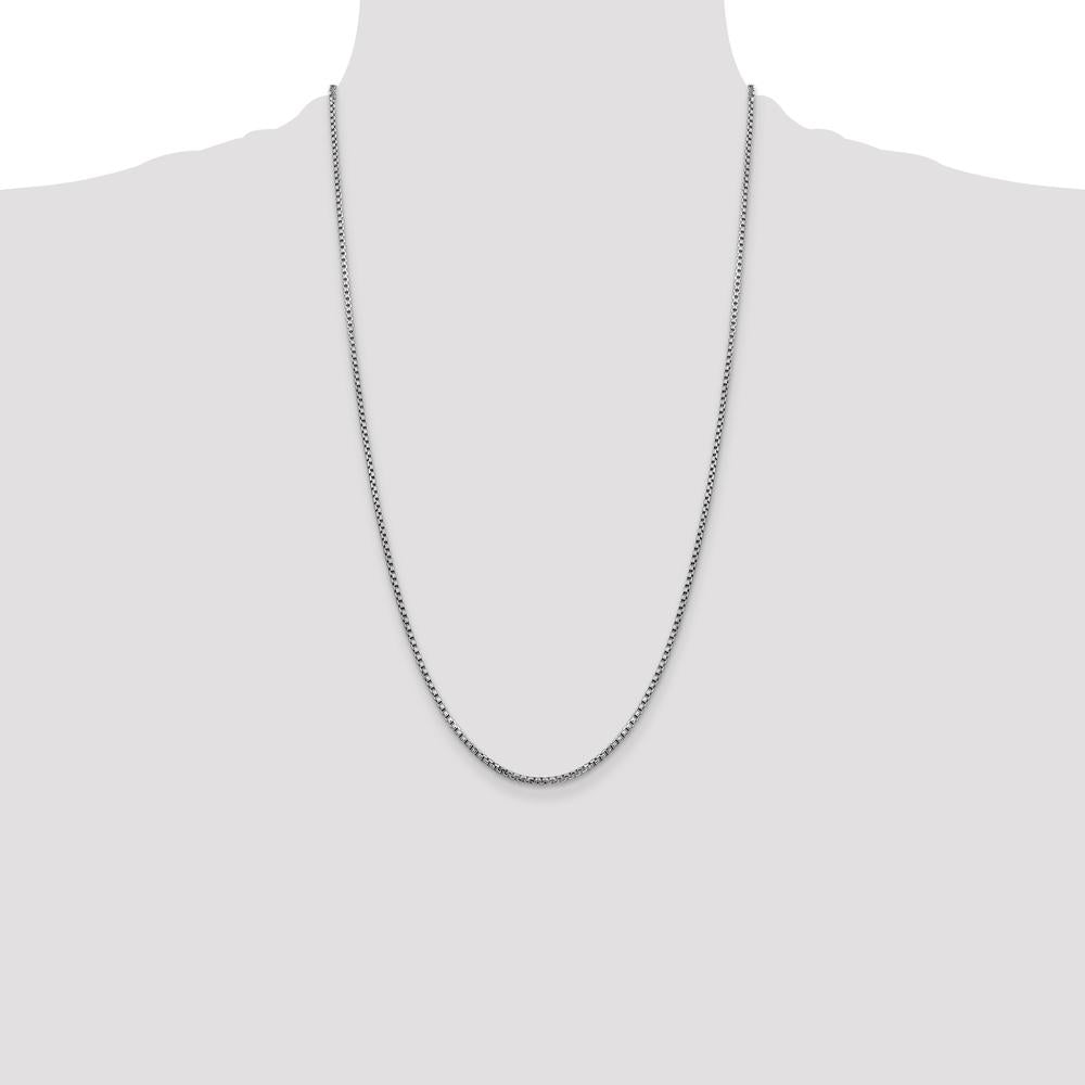 14K White Gold 26" 1.75mm Semi-Solid Round Box Chain with Lobster Clasp by Oro Pregiato